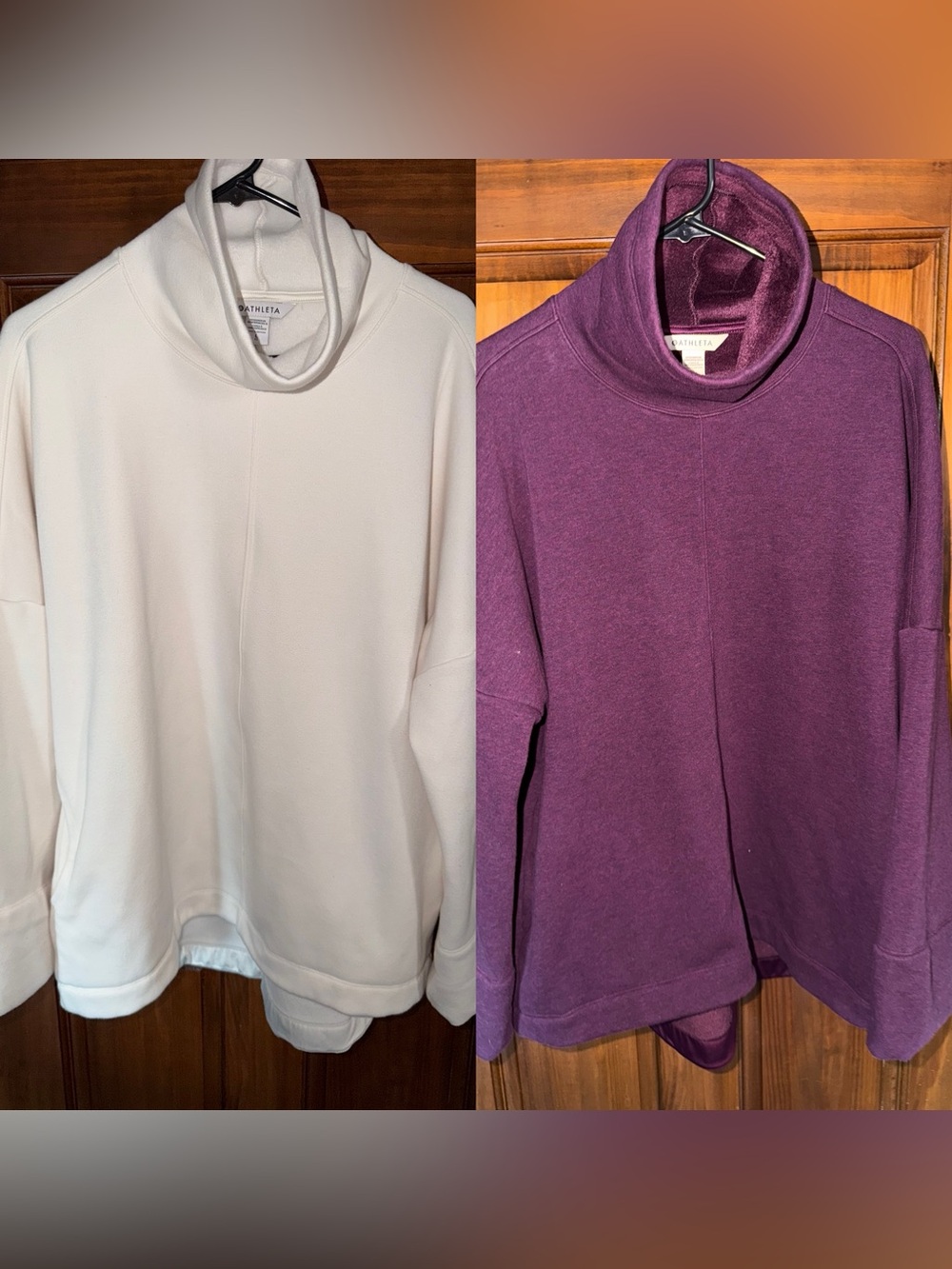 Athleta Women's Turtleneck Pullover Sweater - Cream and Purple/burgundy